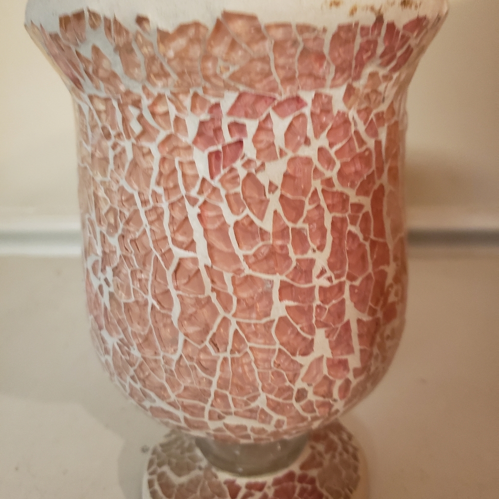 Mosaic glass hurricane candle holder
